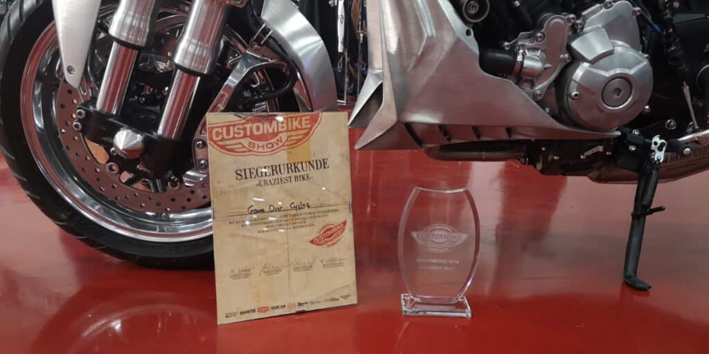 Game Over Cycles “Craziest Bike” Award for our GOC Niken - International Custombike Show, Germany.