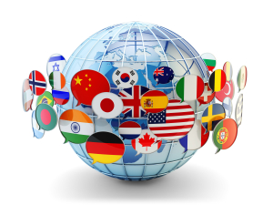 flags encircling world